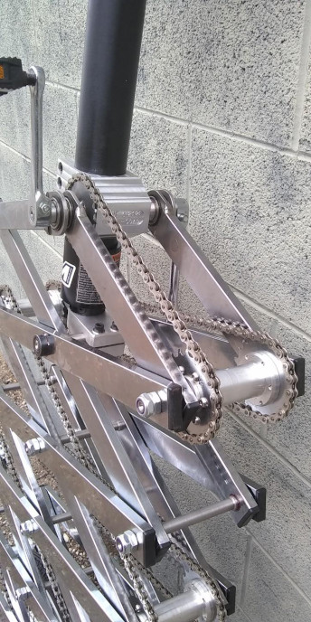 Scissor Unicycle compressed closeup